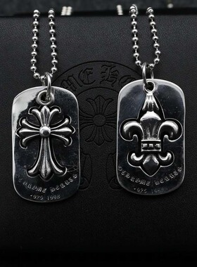 朋克风纯银十字架项坠童军花