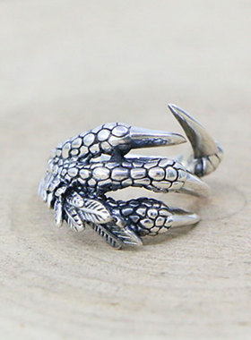 欧美饰品泰银开口鹰爪朋克风尾戒