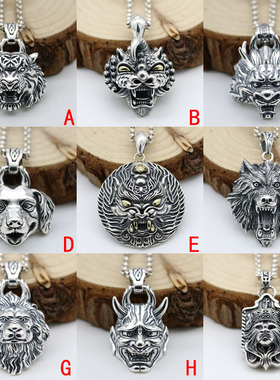 纯银饰品霸气风貔貅龙头复古吊坠