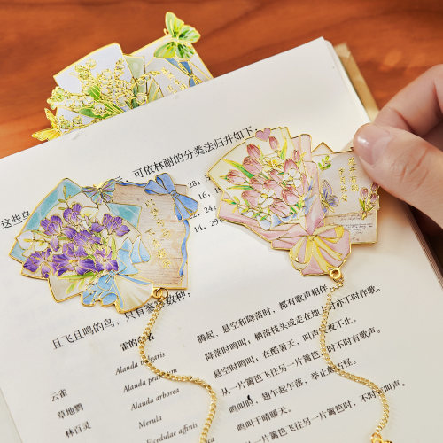 花卉金属书签礼盒定制刻字中国风文艺高颜值精致教师节礼物送老师