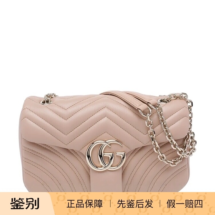 GUCCI 古驰女士gg marmont粉色中号链条包2026早春新款意大利代购