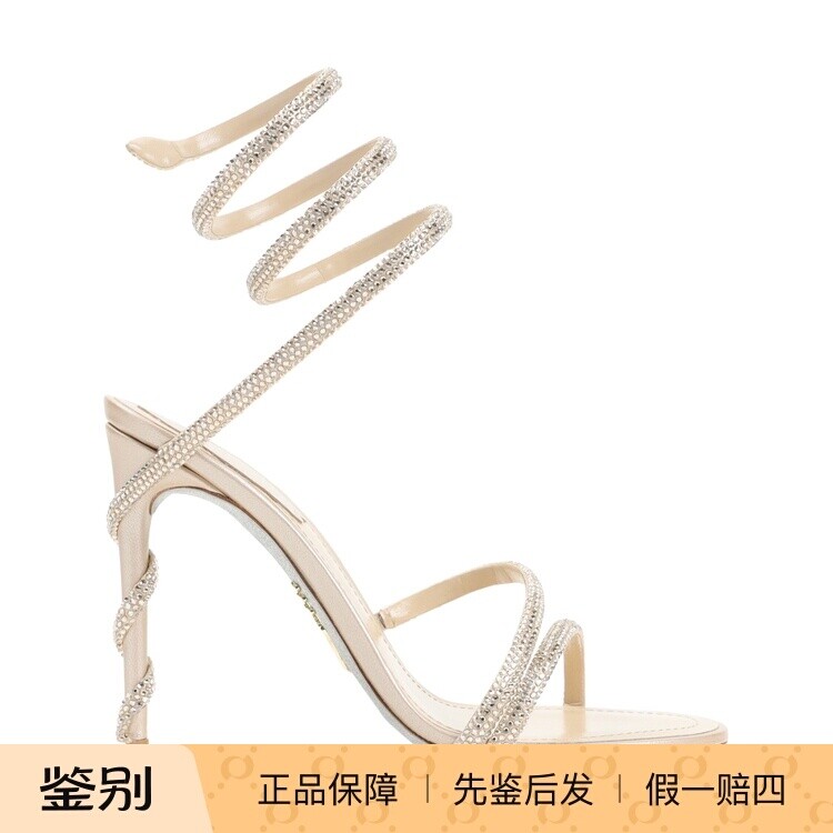 RENE CAOVILLA 女士米色水晶高跟凉鞋cleo 26早春新款 意大利代购