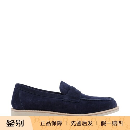 BRUNELLO CUCINELLI 男士蓝色麂皮 bc平跟乐福鞋26早春意大利代购