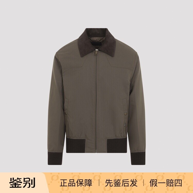 PRADA 普拉达 男士 棕色灯芯绒领拉链夹克 26秋冬新款 意大利代购