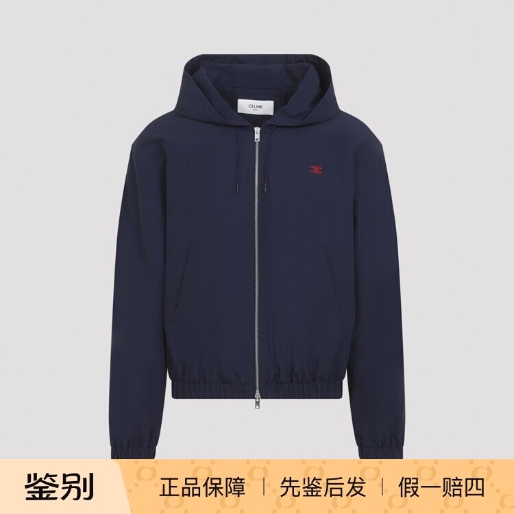 CELINE 思琳男士蓝色尼龙混纺防风夹克外套26秋冬新款 意大利代购