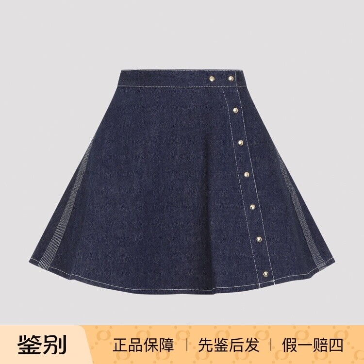 CELINE 思琳蓝色牛仔纽扣细节半身裙  26秋冬新款 意大利代购正品