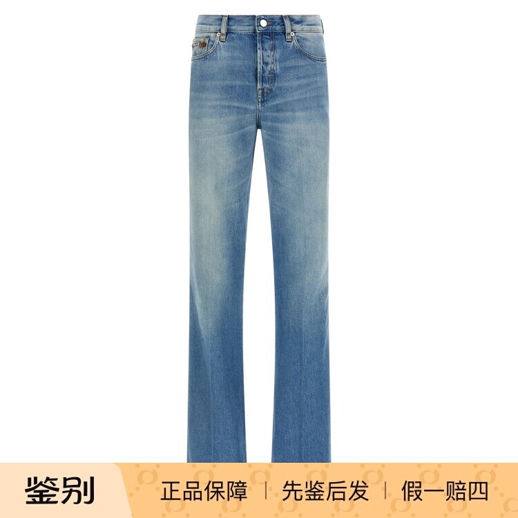 GUCCI 古驰 女士蓝色喇叭牛仔裤 26早春新款 意大利代购 正品鉴别