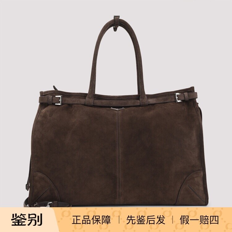 PRADA 普拉达 男士棕色麂皮bonnie 大号提包26早春新款意大利代购