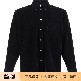 FENDI 芬迪 男士黑色灯芯绒棉质长袖衬衫2026早春新款 意大利代购