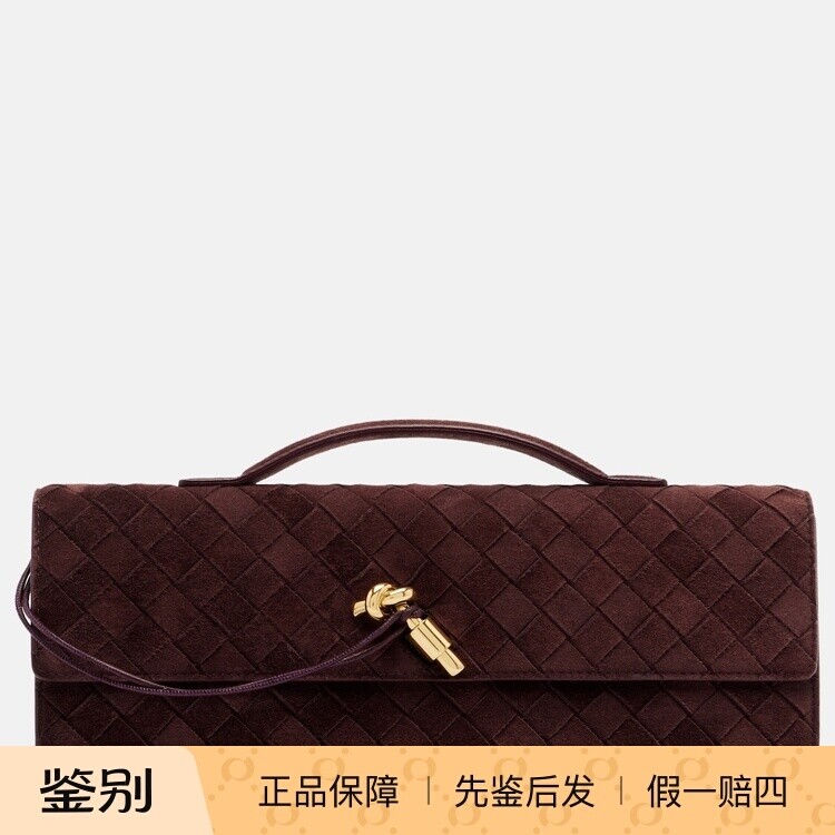 BOTTEGA VENETA女士andiamo 红色麂皮手拿包26秋冬新款意大利代购