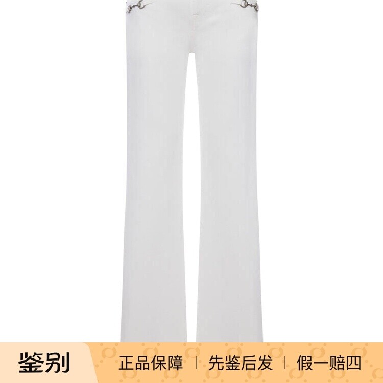 GUCCI 古驰 女士白色horsebit马衔扣牛仔裤 26早秋新款意大利代购