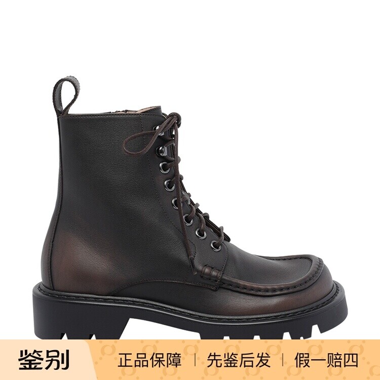 LOEWE 罗意威男士SIERRA COMBAT棕色真皮短靴 26早春新意大利代购