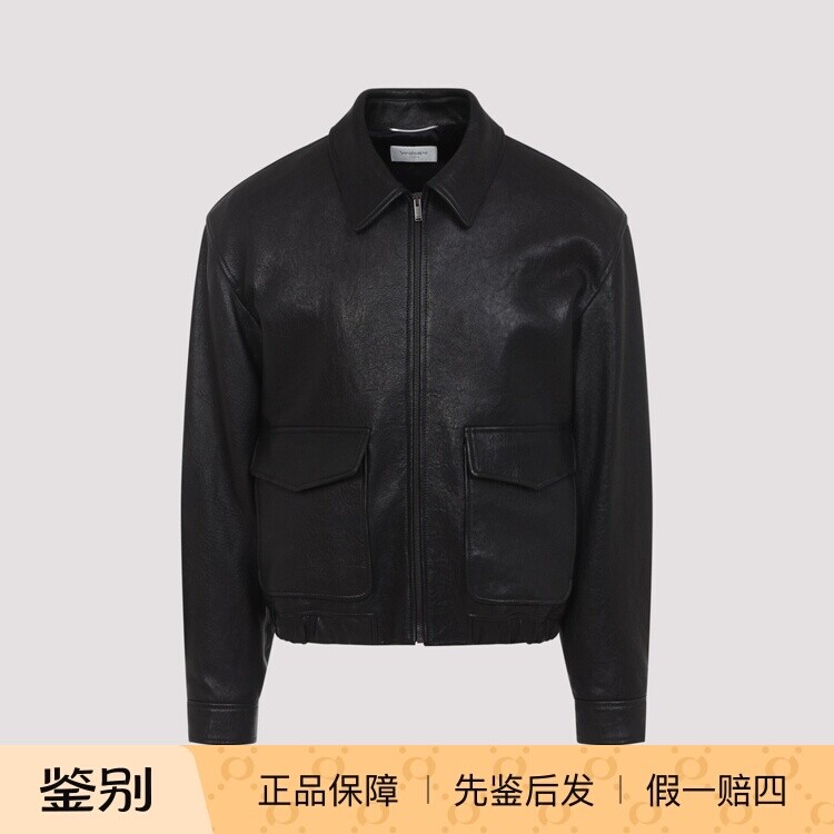 SAINT LAURENT 圣罗兰 YSL 男黑色羊皮皮衣 26早春新款意大利代购