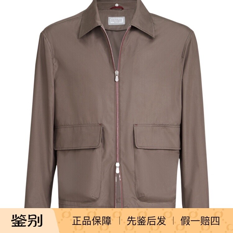 Brunello Cucinelli 男士褐色真丝单排扣BC夹克 26早春意大利代购