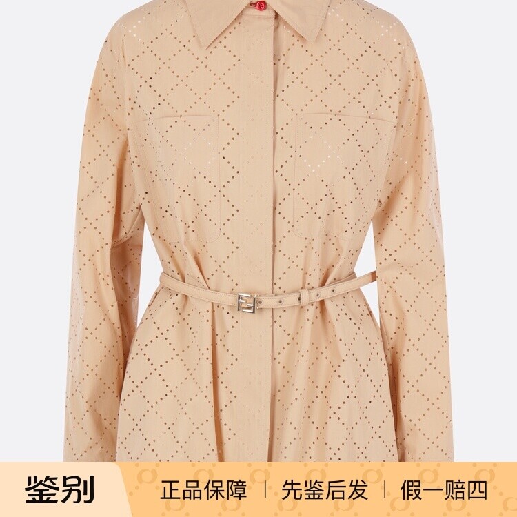FENDI 芬迪女士米色棉质镂空衬衫外套 26春夏新款 意大利代购正品