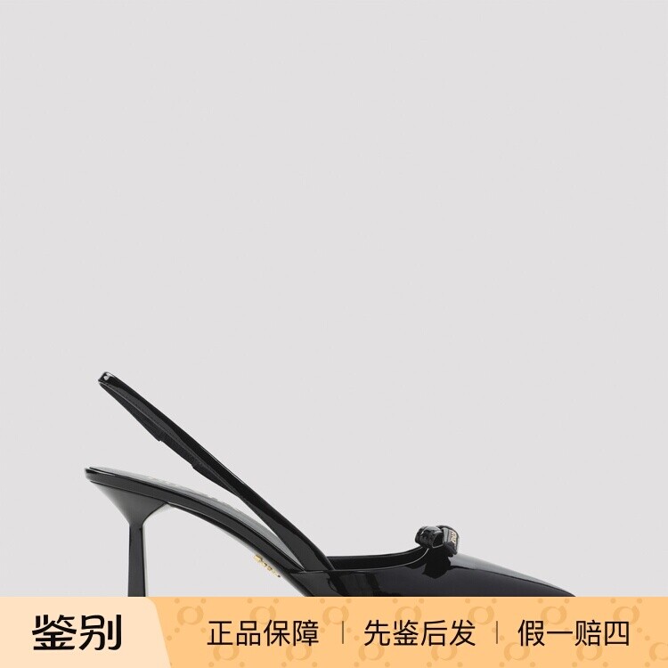 PRADA 普拉达女士黑色漆皮slingback 高跟鞋26早春新款意大利代购