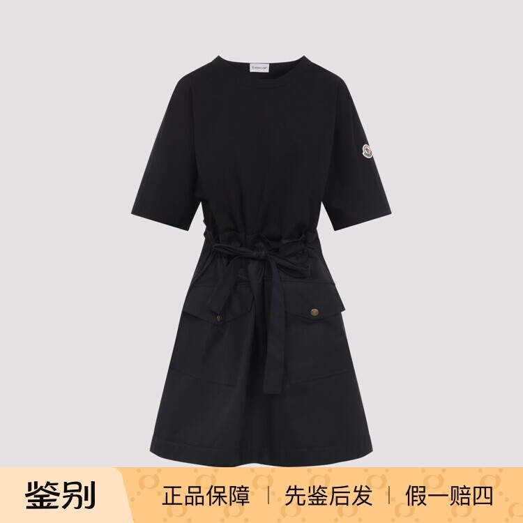 MONCLER 盟可睐黑色迷你短袖T恤连衣裙 26早春新款意大利代购蒙口