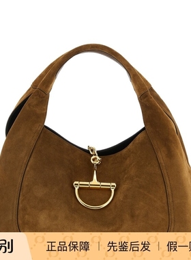 GUCCI 女士softbit 棕色麂皮 腋下单肩包 25秋冬新款  意大利代购
