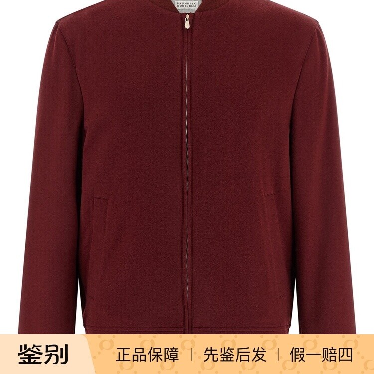 Brunello Cucinelli 男士红色羊绒飞行员BC夹克 26早春意大利代购