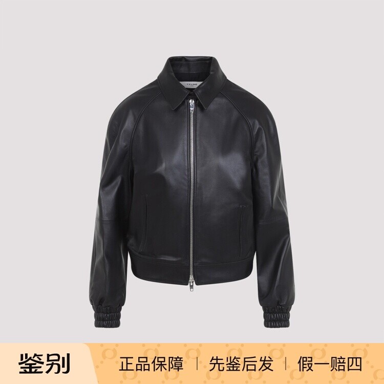 CELINE 思琳女士黑色翻领拉链皮衣 26春夏新款意大利代购鉴别正品
