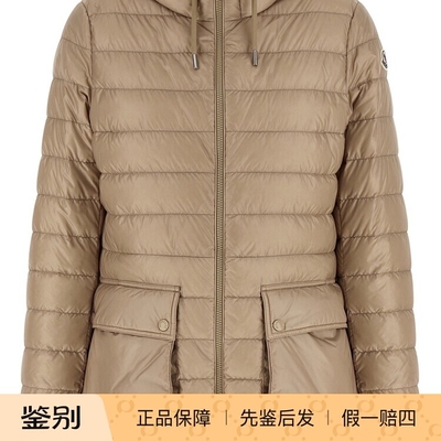 MONCLER 盟可睐女士jasmin 米色连帽中长羽绒服 26早春意大利代购