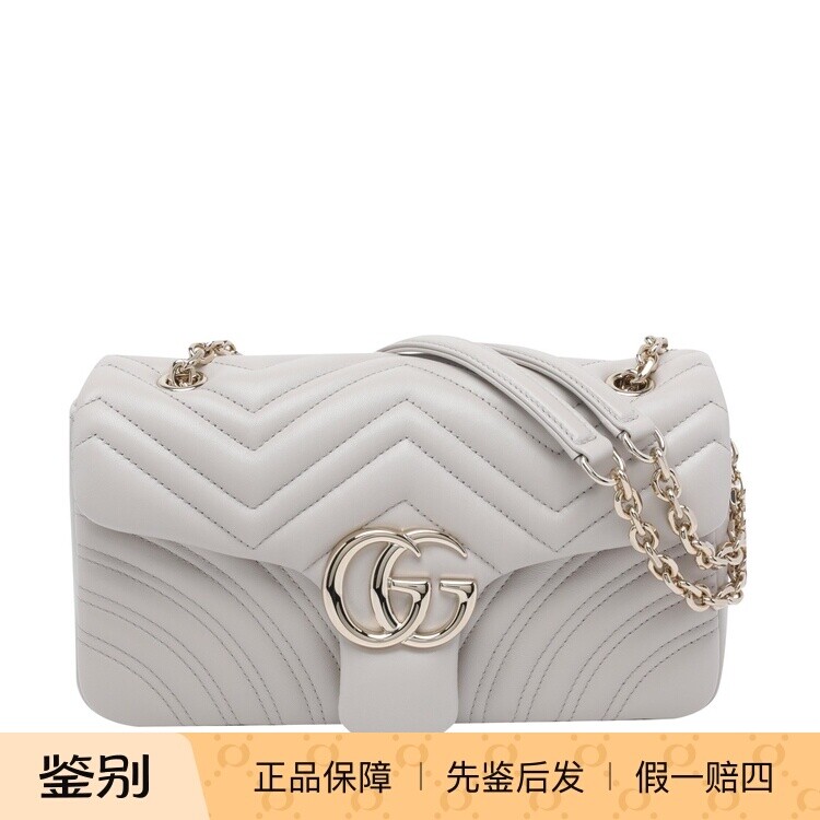 GUCCI 古驰女士gg marmont灰色中号链条包2026早春新款意大利代购