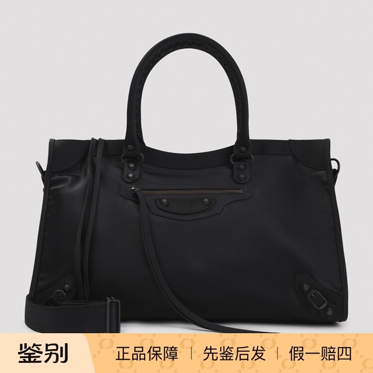 BALENCIAGA巴黎世家男大号le city 黑尼龙单肩包26秋冬意大利代购