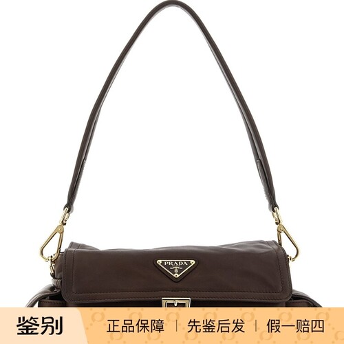 PRADA普拉达女士explore中号棕色真皮单肩包26早春新款意大利代购