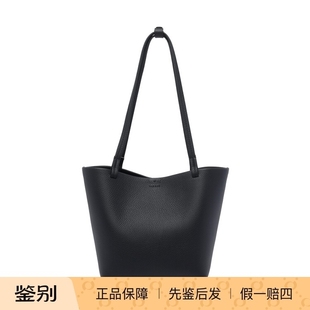 ROW 意大利代购 女士PARK 25秋冬新款 黑色中号粒面真皮托特包 THE