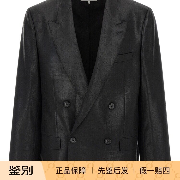 MAISON MARGIELA 男黑色烫金羊毛双排扣西服26早春新款意大利代购