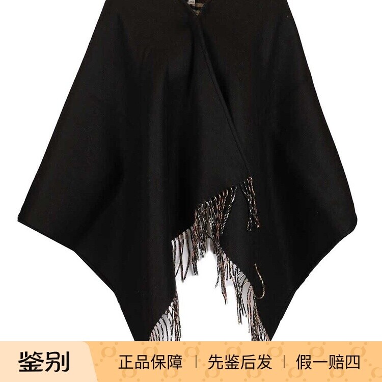 Burberry博柏利女士黑色双面穿羊毛斗篷外套26早春新款意大利代购