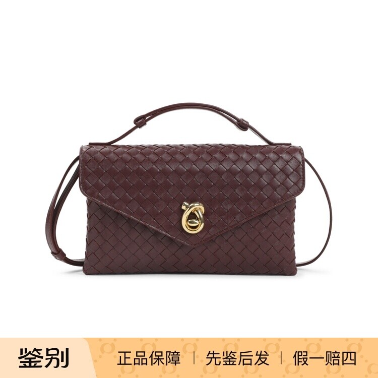 BOTTEGA VENETA女士knot lock BV酒红单肩包26早秋新款意大利代购