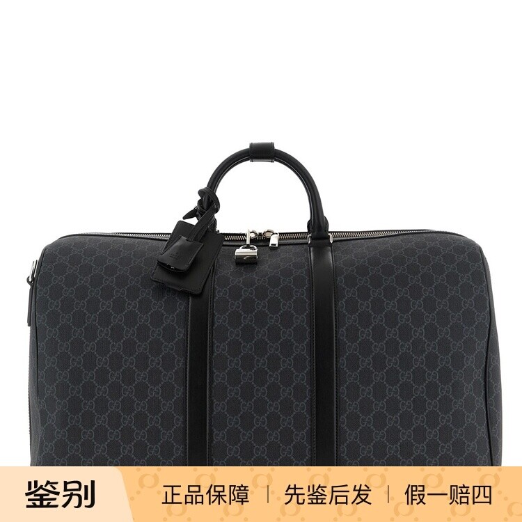 GUCCI 古驰 男士大号黑色老花帆布包旅行包 26秋冬新款意大利代购