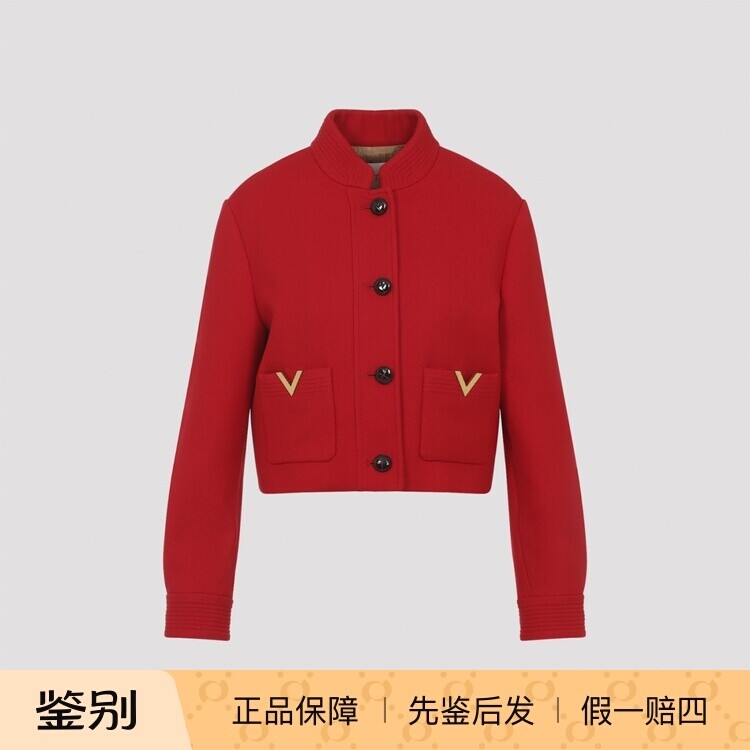 VALENTINO 华伦天奴女士红色羊毛立领短外套2026早春新意大利代购