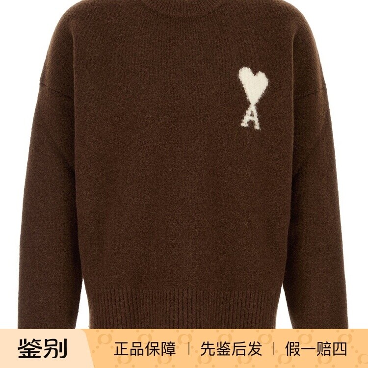 AMI PARIS 男女棕adc 羊驼毛混纺polo领毛衣26秋冬新款意大利代购