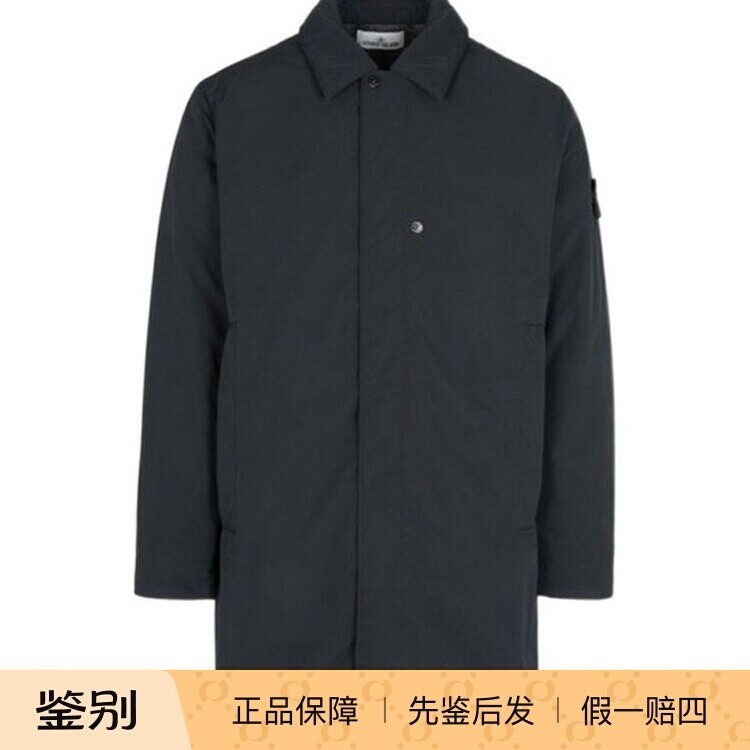 STONE ISLAND男士黑色风衣外套25早秋新款石头岛意大利代购