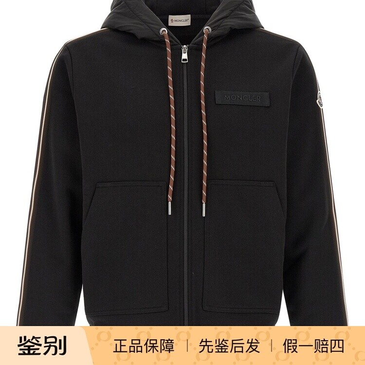 MONCLER 盟可睐男士黑色拉链棉质帽衫卫衣 26早春新款 意大利代购