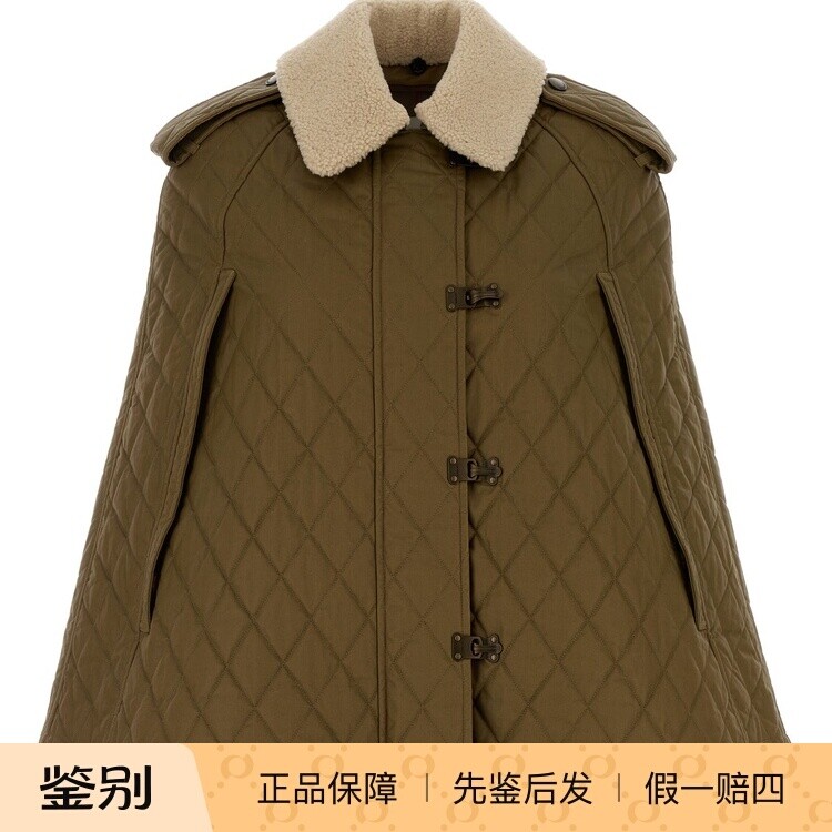 BURBERRY 博柏利女士卡其绿斗篷风衣26早春新款8122271意大利代购