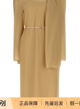 THE ROW 米色amede 真丝围巾腰带连衣裙  25秋冬新款  意大利代购