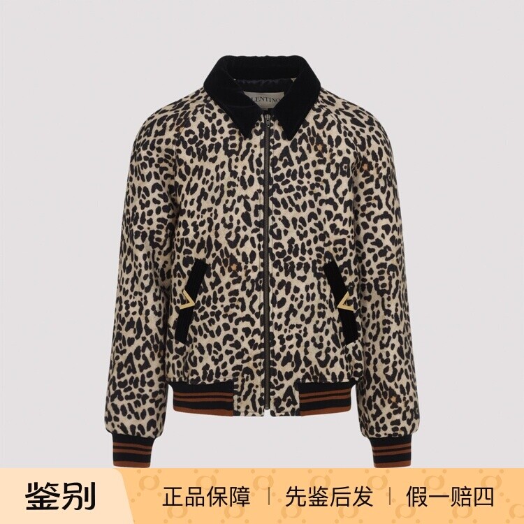 VALENTINO 华伦天奴男士豹纹羊毛翻领夹克外套26早春新意大利代购