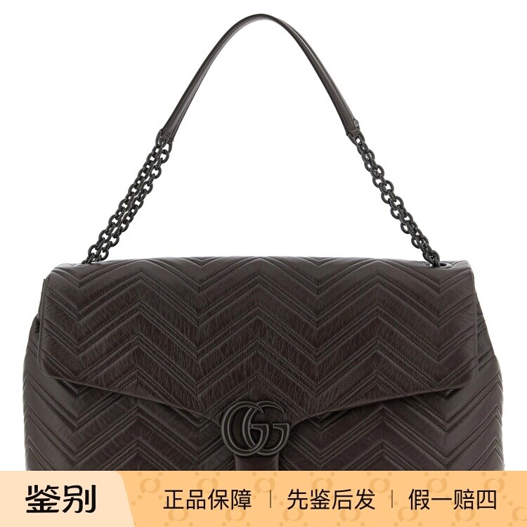 GUCCI 女士maxi gg marmont棕色大号链条包 25秋冬新款意大利代购
