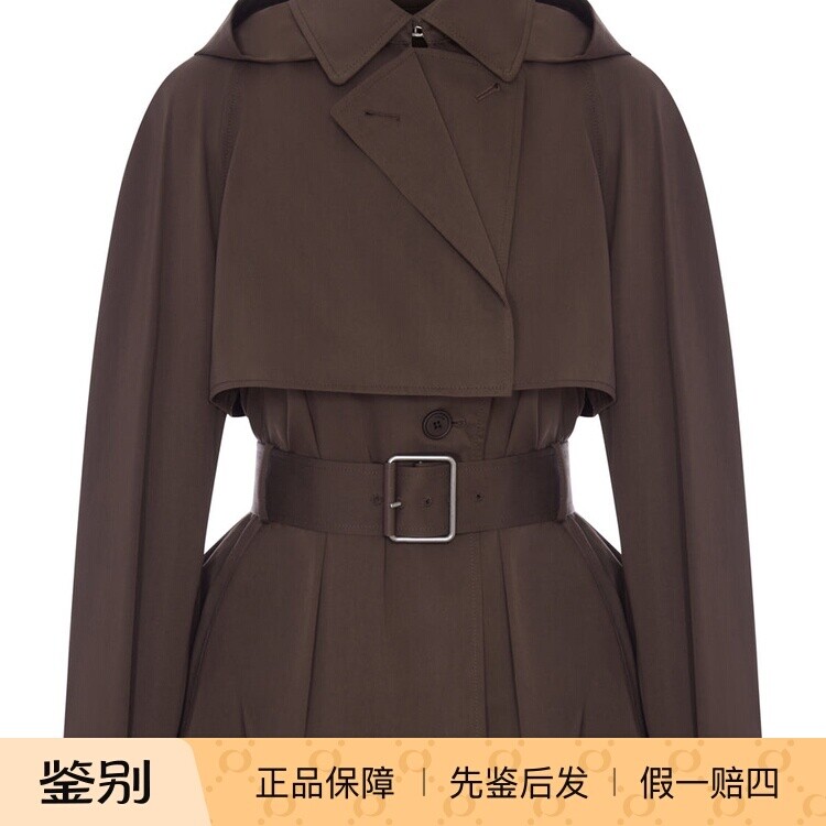 LOEWE 罗意威 女士 棕色棉丝混纺腰带外套 26秋冬新款 意大利代购