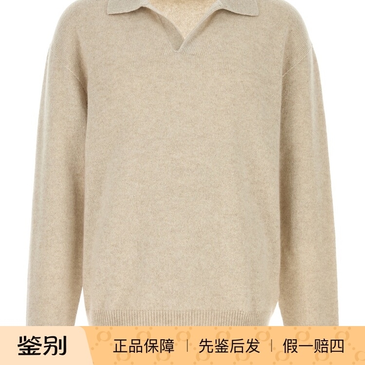 THE ROW 男士leach 米白色羊绒衫 polo毛衣 25秋冬新款意大利代购