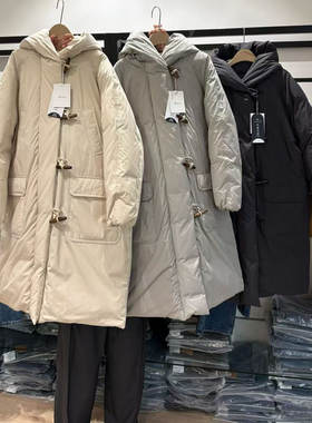 2025韩国东大门连帽牛角扣羽绒服