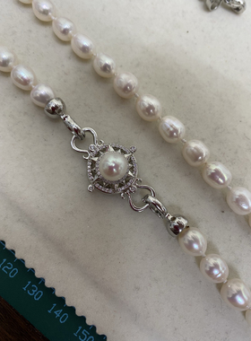 时来运转罗盘扣淡水珍珠项链强光珍珠颈链中长款毛衣链长裙链