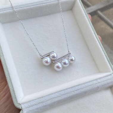 一物一链接c122  极光水滴巴洛克珍珠平衡木项链925纯银锁骨链