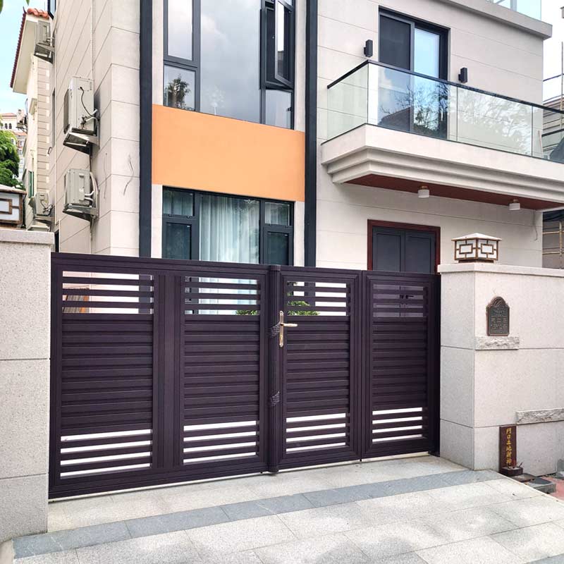 福临门新现代简约庭院铝制品大门对开门平移门对开电动悬浮折叠门