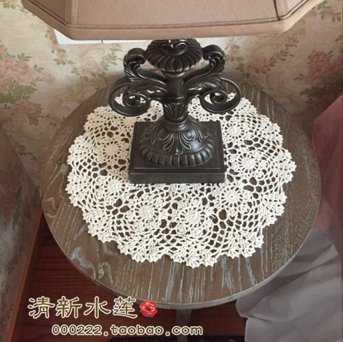 清新水莲美式乡村米白手工钩针