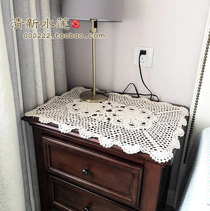 清新水莲 手工钩针钩花沙发扶手巾 美式复古纯棉床头柜装饰盖布巾,居家布艺,桌旗,淘宝优惠券,粉丝福利购,淘宝优惠卷