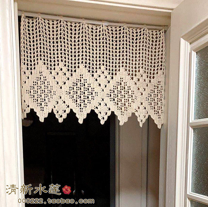 手工钩针钩花布艺半帘咖啡帘 欧式复古纯棉镂空门帘 隔断窗帘米色,居家布艺,门帘,淘宝优惠券,粉丝福利购,淘宝优惠卷